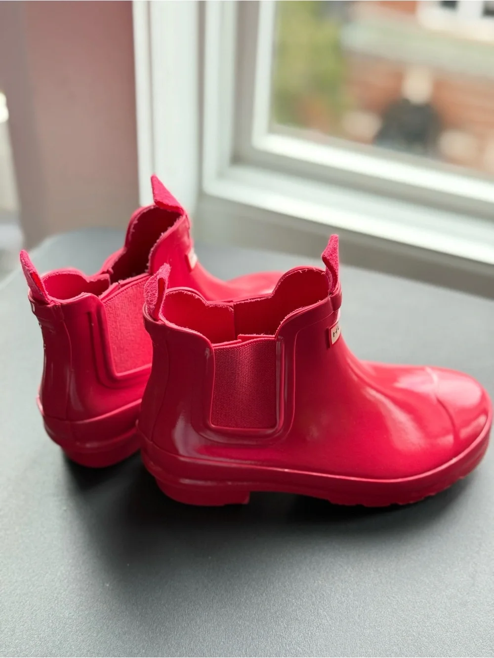 Hunter Kids Glossy Red Chelsea Rain Boots